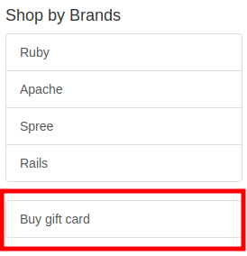 Buy gift card link on the left-hand side
