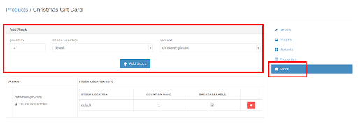 Stock section in product’s edit page