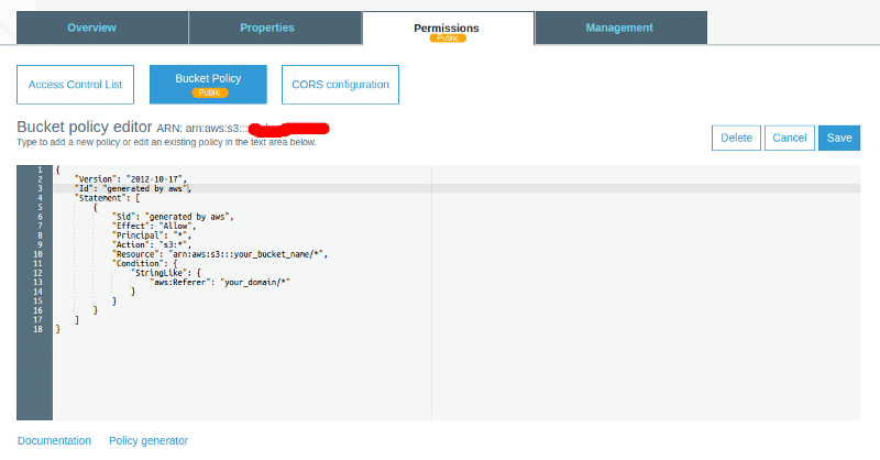 AWS bucket policy