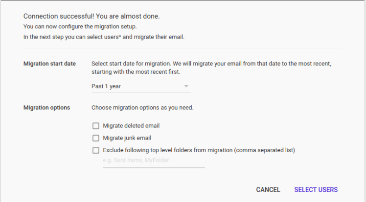 configure the migration setup