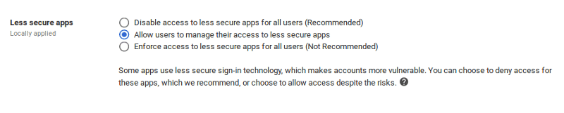 Less secure apps