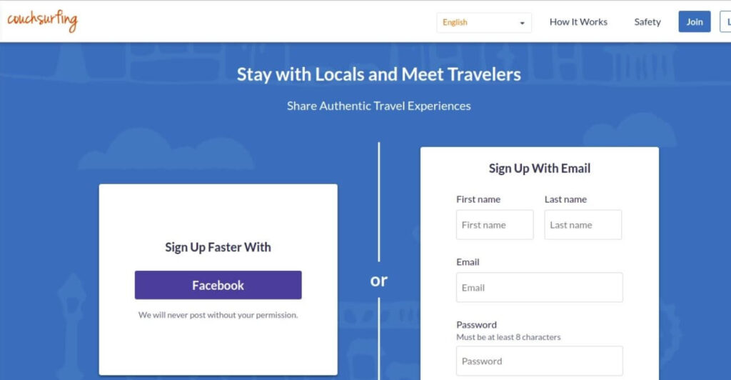 Couchsurfing -  travel platform