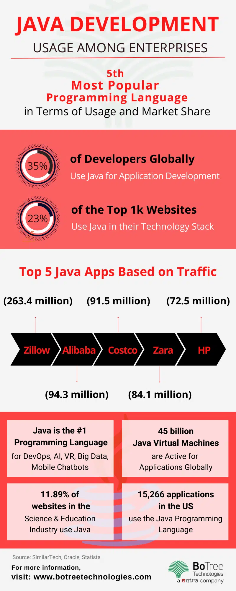 Java Development usage Among Enterprises infographic