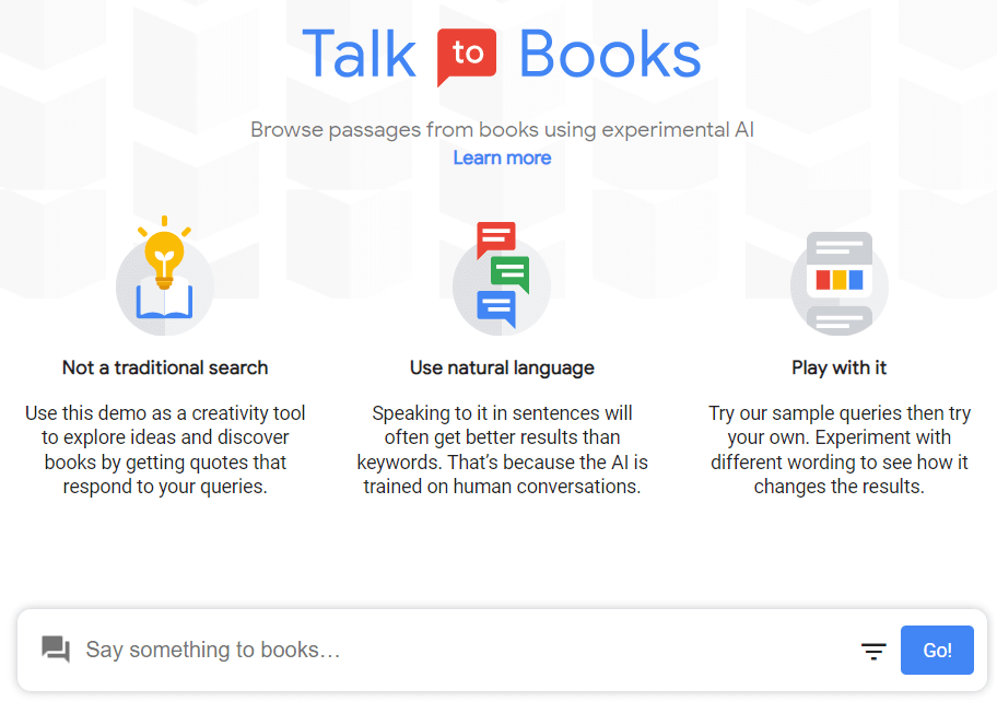 Talk to books software