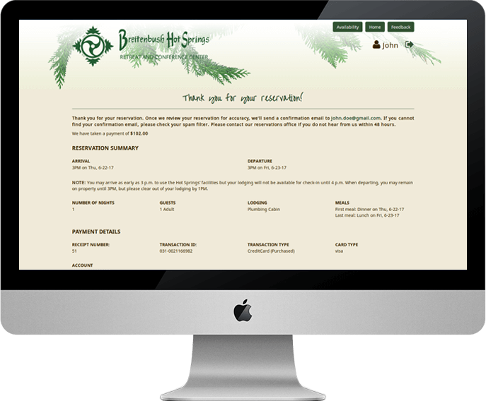 BLISS Guest Reservation Conformation