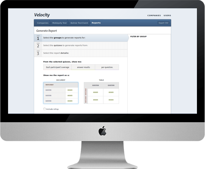 Velocity Generate Reports